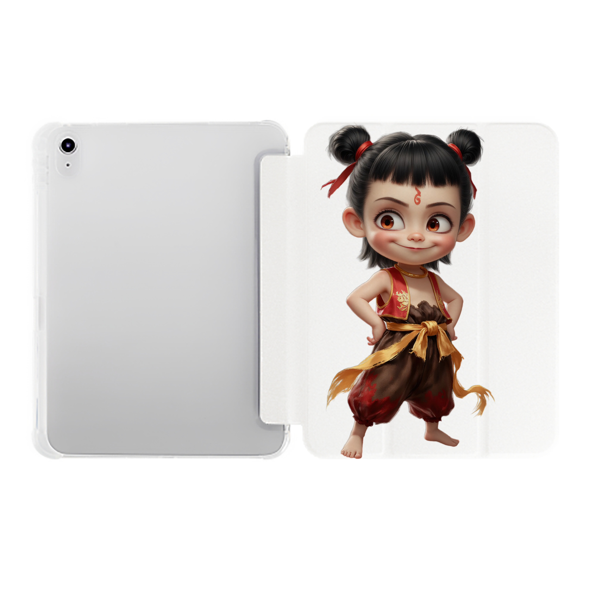 （画像用） Ne Zha 2 ナタ 魔童の大暴れ IPad ケース ペン収納付き 三つ折りスタンド PUレザー×シリコン 対応機種9.5/10.5/10.9インチ